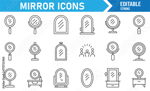 Collection of mirror line symbols for furniture and home interior decor