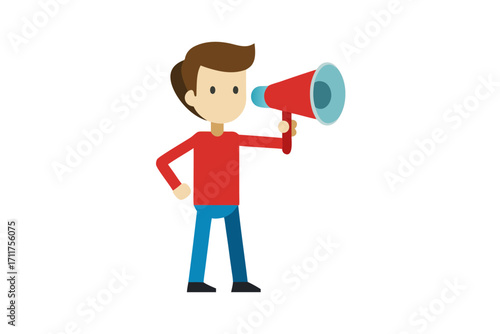 businessman shouting through megaphone