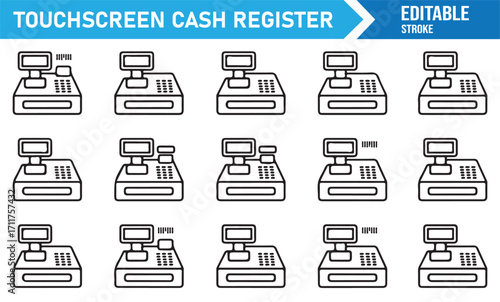 Modern store payment register vector outline design