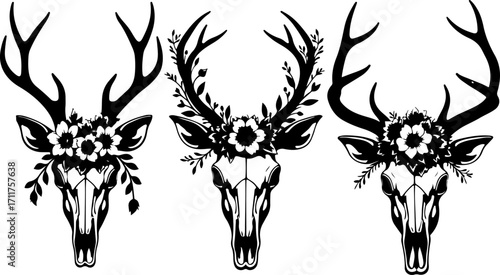 Floral Antlers - Mystic Deer Skulls"
