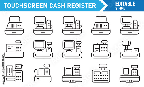 Electronic cashier machine and checkout terminal symbols