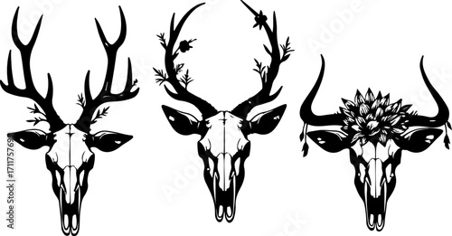 Floral Antlers - Mystic Deer Skulls"