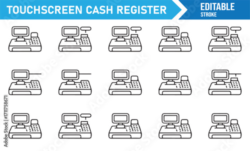 Payment terminal and cashier register vector illustrations