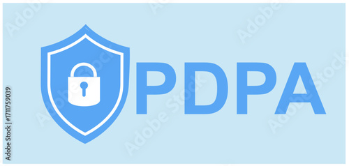 Cyber security and data protection privacy, PDPA concept. Businessman secure data management and protect data from hacker attacks and padlock icon to internet technology networking vector illustration