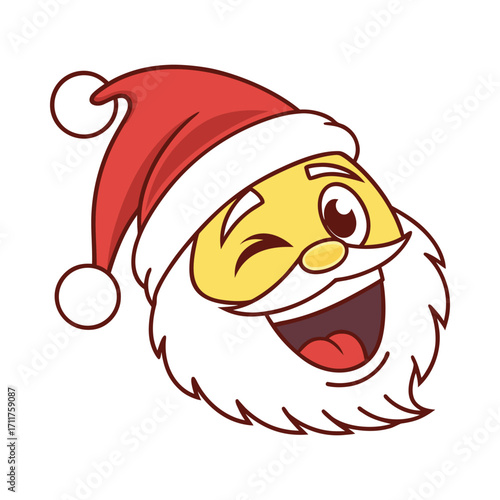 Cheerful winking santa claus emoji illustration