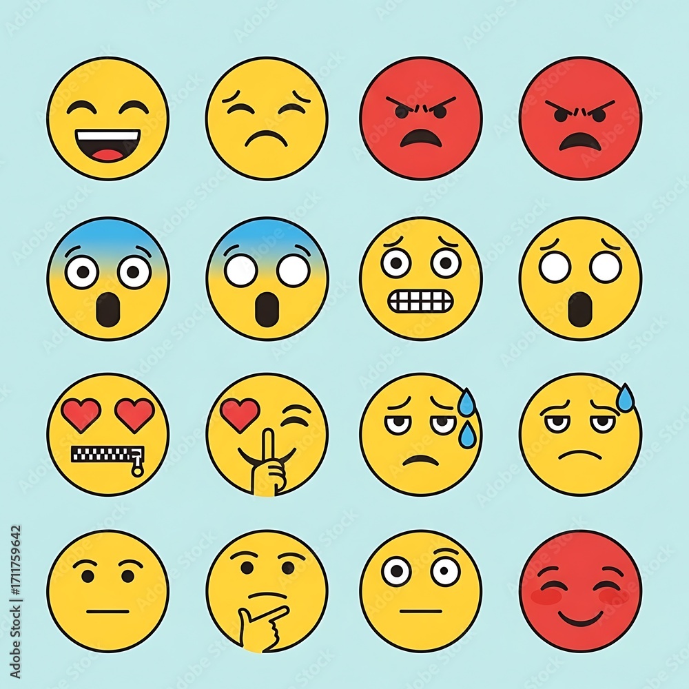 Fototapeta premium Collection of Emojis Representing Various Emotions.