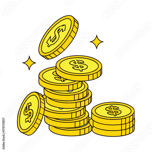 A gleaming stack of golden coins