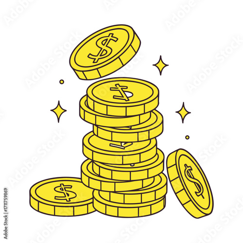 A gleaming stack of golden coins each perfectly rendered