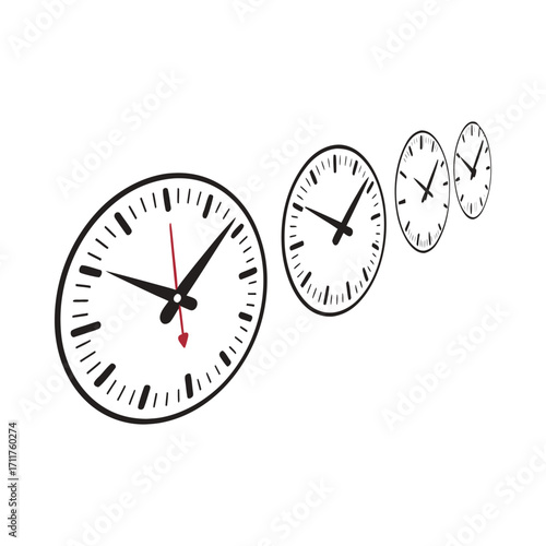 Minimalist composition five clock icons