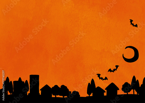 ハロウィンの夜と街並み