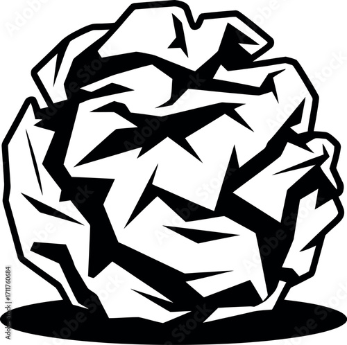 Crumpled paper ball symbolizing failed ideas or creative block, isolated on white.