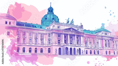 Hofburg Palace. Hofburg Palace watercolor vector illustration