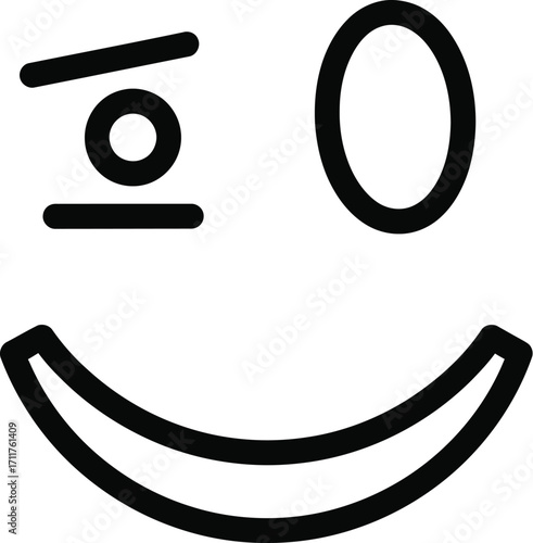 Winking smiley face emoticon with a playful expression on a white background conveying lightheartedness and digital communication with simple design