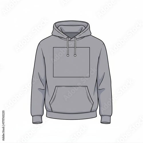 Blank Grey Hoodie Mockup Template Illustration