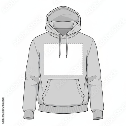 Gray Hoodie with Customization Area Mockup