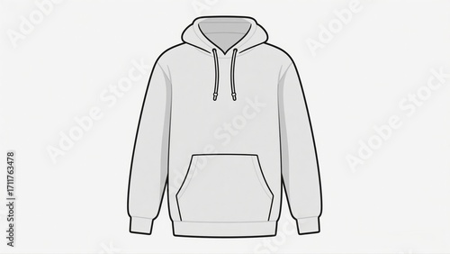 Isolated Illustration of a White Pullover Hoodie