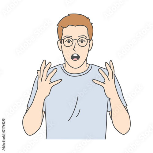 Illustration of a young man looking surprised with a shocked expression