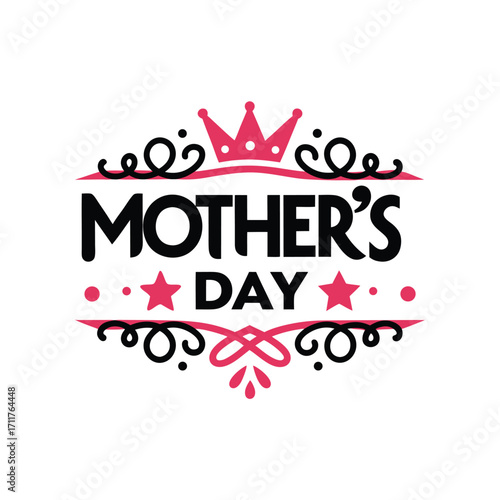 Bold script mother s day text with centered crown icon