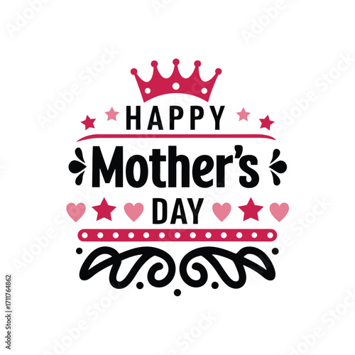Bold handwritten happy mother s day with crown design