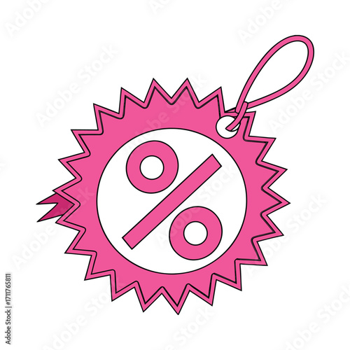 Vibrant hot pink starburst shaped discount tag graphic