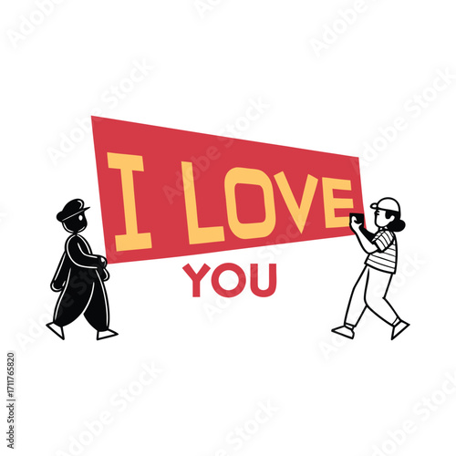 Vibrant pixelated declaration of affection design