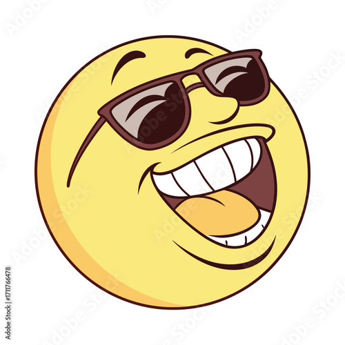 Vibrant yellow emoji face radiating pure joy banner