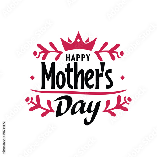 Handwritten happy mother s day greeting with a decorative crown