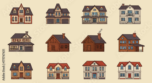 Icon set type of houses