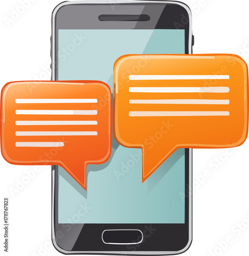 mesaj kutucuklu çep telefonu simgesi ile vektör çizim, vektör telefon ve