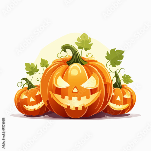 Creepy Halloween Pumpkin Lantern Vector for Party Decor