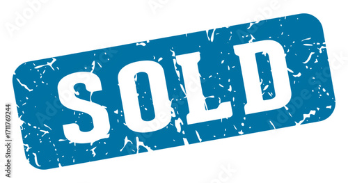 sold rectangular sign. sold stamp