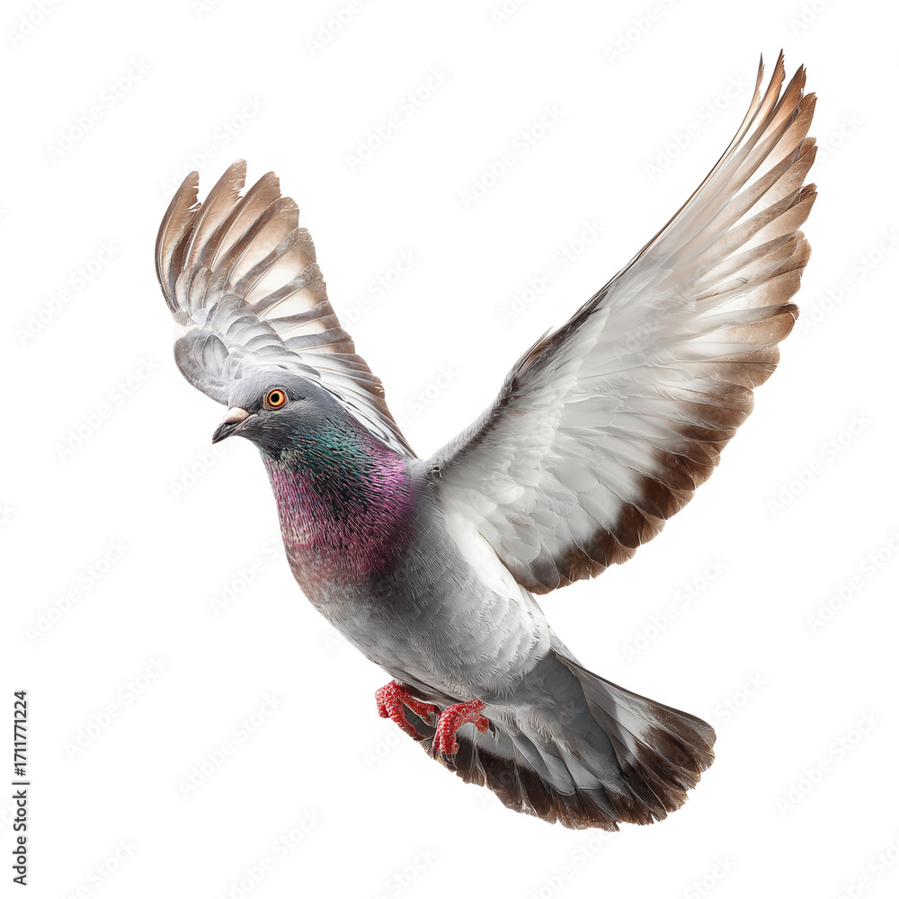 Fototapeta premium Flying pigeon isolated on transparent background, Clipart png