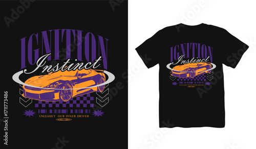Racing car streetwear t shirt design, urban t shirt, Fast wheels challenge, California street race design, Street Racing, street style fashion, urban trendy t-shirt design, Racing club Illustration
