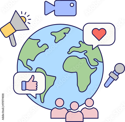 Global Social Media and Communication Network 1.