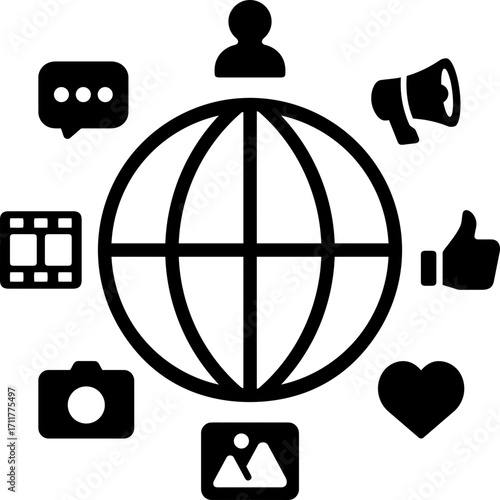 Social Media and Global Communication Network.