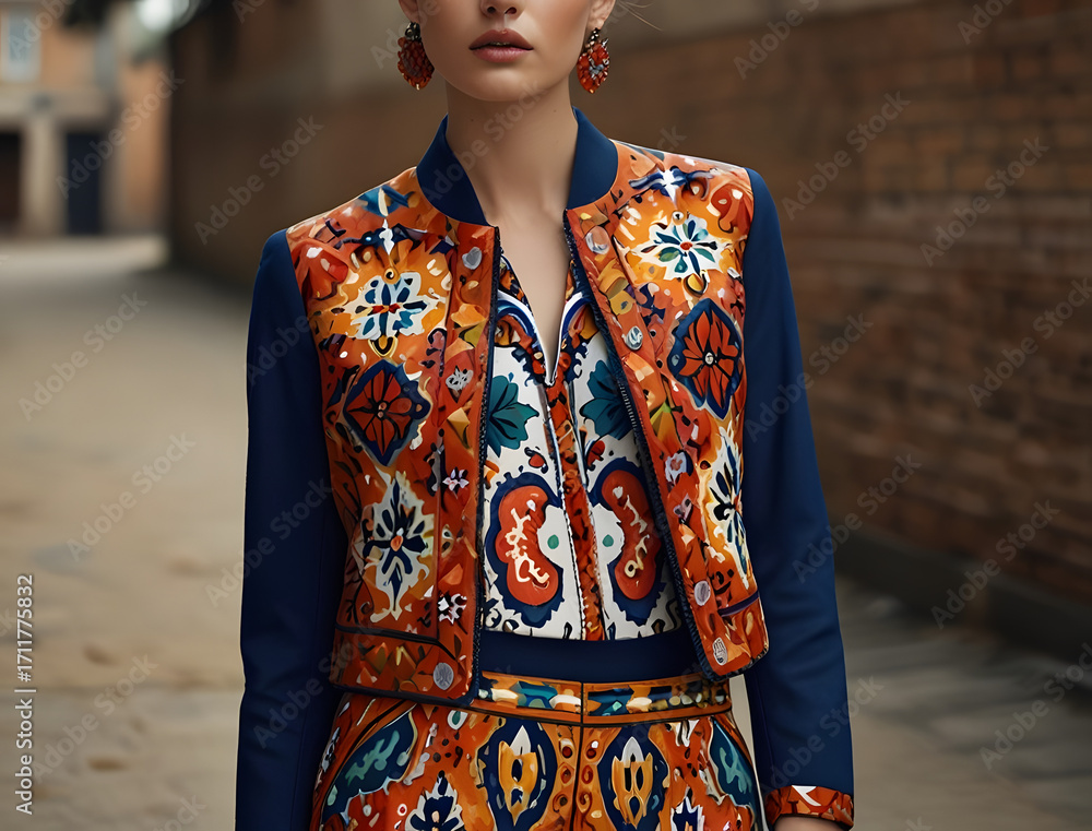 Fototapeta premium blazer with graphic floral , suit jacket with graphic floral