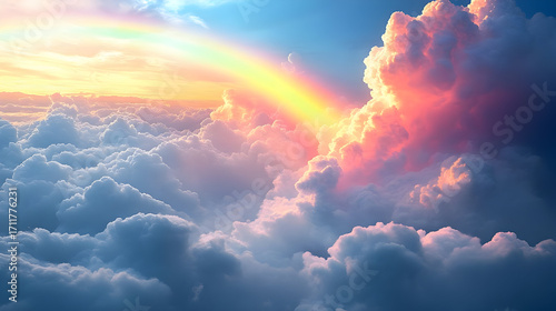 Heavenly Cloudscape Rainbow Illustration