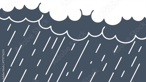 Gloomy weather with rain falling from clouds, creating a moody atmosphere that sets the scene for contemplation and introspection, evoking a sense of peace