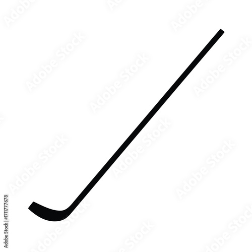 Black hockey stick silhouette on white background