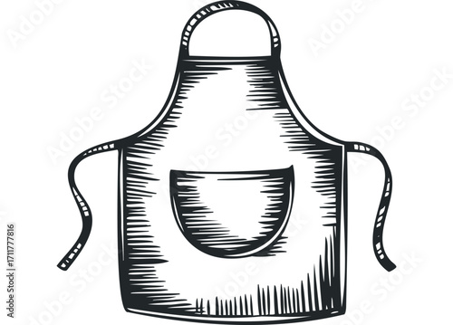 Hand drawn apron with pocket. Vector hand drawn illustration