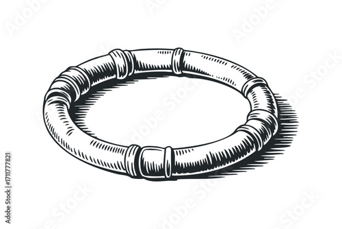 Engraved Bracelet Isolated Object. Vector hand drawn illustration