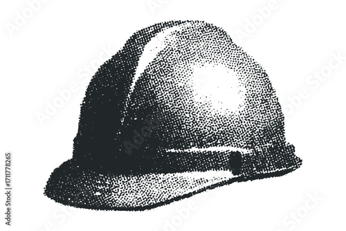 Stippled Construction Hard Hat. Vector hand drawn illustration