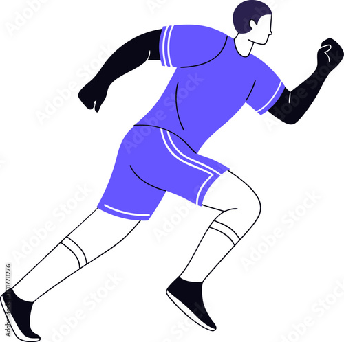 Dynamic silhouette of a football player in full sprint motion for sports graphics