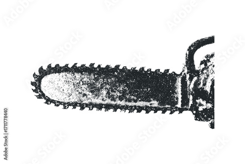 Chainsaw tool part on a. Vector hand drawn illustration