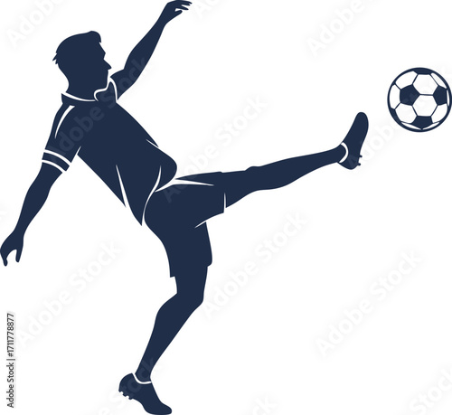 Dynamic football player silhouette in a stretching pose for sports graphics