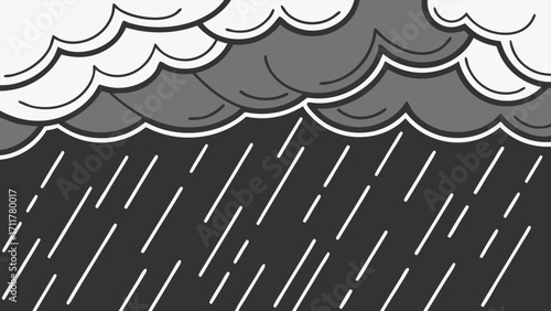 Gloomy weather with heavy rain falling from dark clouds, providing a moody atmospheric background for creative projects and designs needing a touch of drama