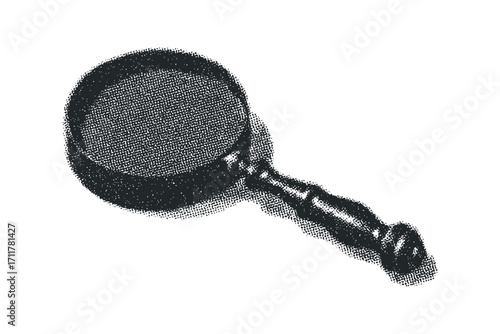 Magnifying glass with textured handle. Vector hand drawn illustration