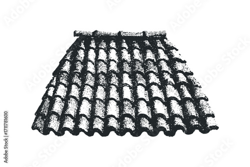 Textured roof shingles. Vector hand drawn illustration