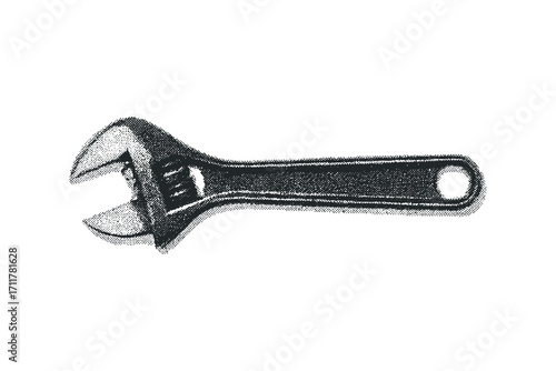 Adjustable wrench tool on. Vector hand drawn illustration