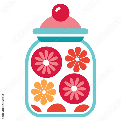Colorful jar of flower slices